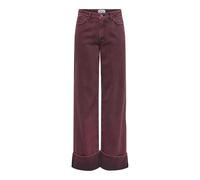 ONLY Onlmadison-Soph Hw Wide Fold Up PNT, Bordeaux, M / 32L Femmes