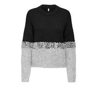 ONLY Onlmaine Life Ls Sequin Block O-Neck KNT, Noir, M Femme