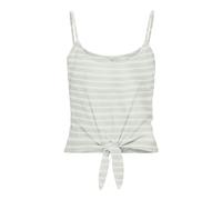 ONLY Onlmay Life S/L Short Knot Top Box JRS, Vert/Rayures : Cloud Dancer (Ella), S Femme