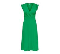 ONLY Onlmay S/L Robe Portefeuille midi pour Femme, Kelly Green/Stripes: Cloud Dancer (Dina), S
