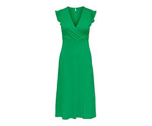 ONLY Onlmay S/L Robe Portefeuille midi pour Femme, Kelly Green/Stripes: Cloud Dancer (Dina), S