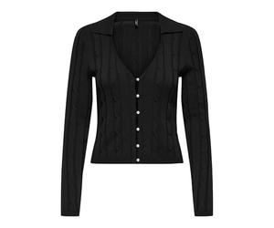 ONLY Onlmeddi Ls Pearl Polo Button Card KNT, Noir, L Femme