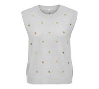 ONLY Onlmelody SL Embroidery O-Neck CS KNT, Gris Clair chiné, XS Femme
