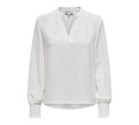 ONLY Onlmette Col V Smock Top WVN Blouse, Cloud Dancer, M Femme