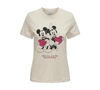 ONLY Onlmickey Life Reg S/S Valentine Top JRS T-Shirt, Pierre Pumice/Imprimé : cœur Sequin, S Femme