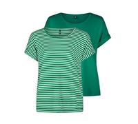 Only ONLMOSTER Lot de 2 t-shirts pour femme - Coupe droite - Col rond - Manches courtes - Rayures marron bleu rose vert noir XS S M L XL XXL, Jolly Green W/Cd Stripes, XL