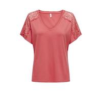 ONLY ONLMOSTER S/S V-Neck Lace Top JRS, T-Shirt Femme, Rose of Sharon,
