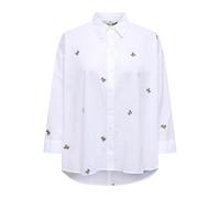 ONLY Onlnew Lina Grace Ls EMB Shirt Noos WVN Chemise à Manches Longues avec Fermeture à Boutons, Blanc éclatant, M Femmes