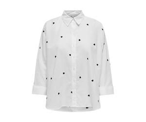 ONLY Onlnew Lina Grace Ls EMB Shirt Noos WVN Chemise à Manches Longues avec Fermeture à Boutons, Blanc éclatant, M Femmes