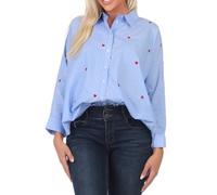 ONLY Onlnew Lina Grace LS Stripe EMB Shirt Femme Chemise Manches Longues Bleu XL