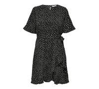 ONLY Onlnew Olivia S/S Short Wrap Dress WVN Robe Portefeuille, Black/AOP : Sunja Grafic Do, M Femme