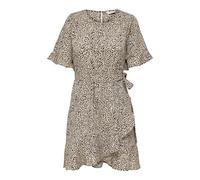 ONLY Onlnew Olivia S/S Short Wrap Dress WVN Robe Portefeuille, Silver Mink/AOP:Lina Small Leo, M Femme