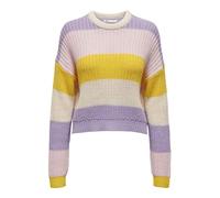 ONLY Onlnikka Ls Stripe O-Neck CC KNT Sweater, Bouleau/Rayures : Lavande/Rose Lame/pissenlion, M Femme