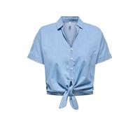 ONLY Onlnova Azure S/S Knot Shirt Ptm, Bleu Jeans Clair, L Femmes