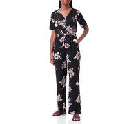 ONLY Onlnova Lux S/S Alicia Jumpsuit AOP Combinaison, Noir/Orange : Fleur Romantique, M Femmes