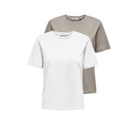 ONLY Onlonly S/S Tee Noos 2 Pack T-Shirt, Doublure argentée, XL (Lot de 2) Femmes