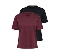 ONLY Onlonly S/S Tee Noos 2 Pack T-Shirt, Windsor Wine, L (Lot de 2) Femmes