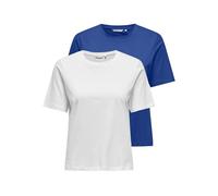 ONLY T-shirt 'ONLONLY' bleu / blanc, Taille L