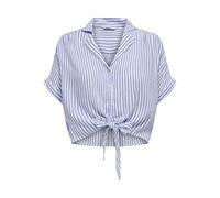 ONLY Onlpaula Life S/S Tie T-Shirt WVN Noos, Cloud Dancer/Rayures : Rayures Bleues, M Femme