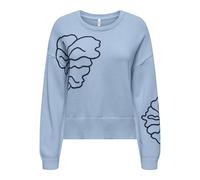 ONLY Onlpetra Ls Flower EMB O-Neck CC KNT, Chambray Doux, L Femme