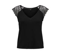 ONLY Onlpetra S/S Lace Mix Top CS JRS T-Shirts et Hauts, Noir, M Femmes
