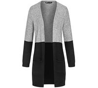 ONLY ONLQUEEN L/S Long Cardigan KNT Noos Gilet, Mélange de Gris Moyen/Rayures : Noir, S Femme