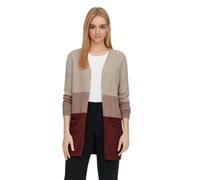 ONLY Onlqueen L/S Long Cardigan KNT Noos, Mocha Meringue/Rayures : mélange de Brownie/mélange de Pommes épicées, M Femme