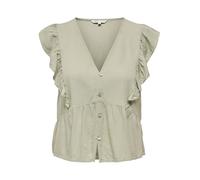 ONLY Onlrian Flonce S/S Top WVN Haut élégant avec col en V et Manches Courtes et Coupe Normale, Parfait pour Le Printemps/été, Tea, XXL Femmes