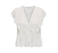 ONLY Onlrian Flonce S/S Top WVN Haut élégant avec col en V et Manches Courtes et Coupe Normale, Parfait pour Le Printemps/été, Cloud Dancer, M Femmes