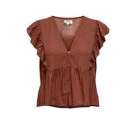 ONLY Onlrian Flonce S/S Top WVN Haut élégant avec col en V et Manches Courtes et Coupe Normale, Parfait pour Le Printemps/été, Henné, 3XL Femmes