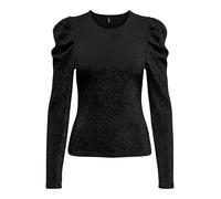 ONLY Onlrich L/S Glitter Puff Top JRS Haut, Noir/Détails : Noir pailleté, XS Femmes