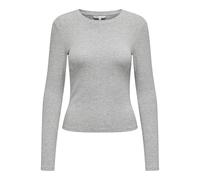 ONLY Onlriley Haut à col Rond L/S JRS T-Shirt, Gris Clair chiné, M Femme