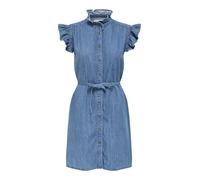 ONLY Onlshania S/L Frill DNM Dress AKM pour Femme, Denim Bleu médium, M