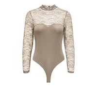 ONLY Onlsia Highneck Heart L/S Lace Body Acc, Gris Clair, XL Femmes