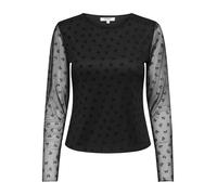 ONLY Onlsiena Mesh Flock L/S Top WVN, Noir, M Femmes