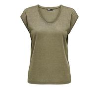 ONLY Onlsilvery S/S Haut col en V JRS Noos T-Shirt, Faucon/Détail : Ton sur Ton Lurex, L Femme