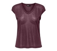 ONLY Onlsilvery S/S V Neck Lurex Top JRS Noos Haut Basique avec col en O et Manches Courtes pour Une élégance Jeune, Bordeaux, L Femmes