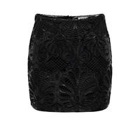 ONLY Onlsima MW Brod Ang Jupe en Faux Cuir, Noir/Détails : Noir EMB, L Femmes