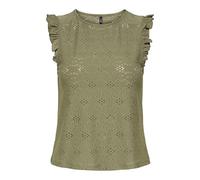 Only Top Onlsmilla Life S/L Frill JRS – Bleu sarcelle – L Femmes