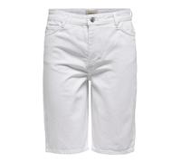 Only ONLSONNY Short en Jean pour Femme Taille Haute Coupe Normale, Blanc., S