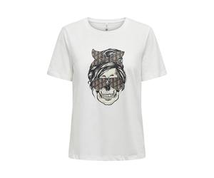 Only Onlstella Life S/S Skull Top CS JRS, Cloud Dancer, L