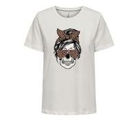 ONLY Onlstella Life S/S Skull Top CS JRS, Cloud Dancer, M