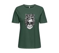 ONLY Onlstella Life S/S Skull Top CS JRS, Pineneedle, L Femmes