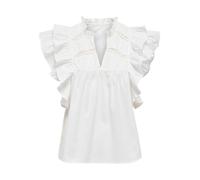 ONLY Onlsunny Capsl Frill WVN Noos Haut pour Femme avec col en V et Manches Courtes et Volants, Cloud Dancer, L