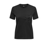 ONLY Onltribe Life S/S Pocket Top JRS T-Shirt, Noir/détails : Perles Drop Down Pearls, M Femme