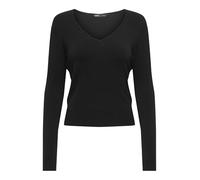 ONLY Onlvenice Life Ls Nca KNT Pull à col V Over, Noir, M Femme
