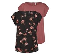 ONLY ONLVIC Lot de 2 t-shirts pour femme - Coupe droite - Col rond - Manches courtes - Motif basique - Couleur unie - Blanc, noir, vert, rose, bleu, 34, 36, 38, 40, 42, 44, Rose Brown (15284243), 44