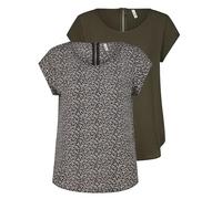 ONLY ONLVIC Lot de 2 t-shirts pour femme - Coupe droite - Col rond - Manches courtes - Motif basique - Couleur unie - Blanc, noir, vert, rose, bleu, 34, 36, 38, 40, 42, 44, Rosin (15284243), 38