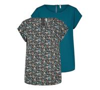 ONLY ONLVIC Lot de 2 t-shirts pour femme - Coupe droite - Col rond - Manches courtes - Motif basique - Couleur unie - Blanc, noir, vert, rose, bleu, 34, 36, 38, 40, 42, 44, Deep Teal (15284243), 38