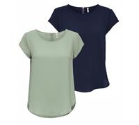 ONLY Onlvic S/S Solid AOP Top Ptm T-Shirt à Manches Courtes pour Femme, Lot de 2 (1 Blazer Desert Sage/1 Blazer Navy), 40